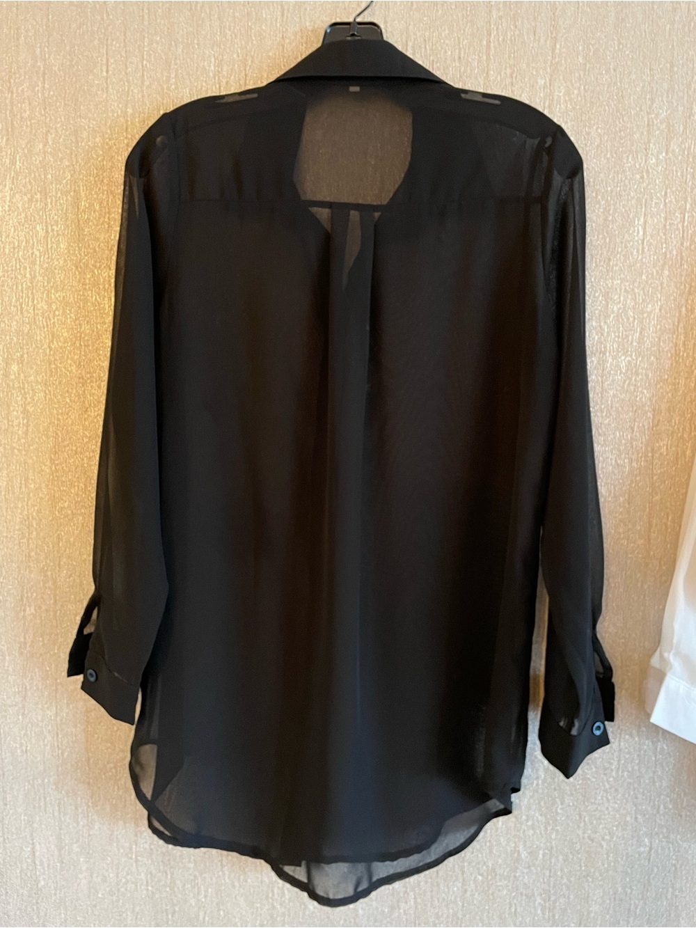 Black Sheer Button-Up Blouse - Picture 2 of 12